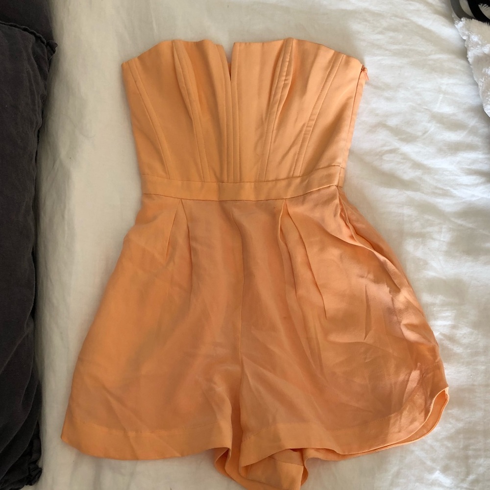 Zimmermann Strapless Orange Silk Romper size 0